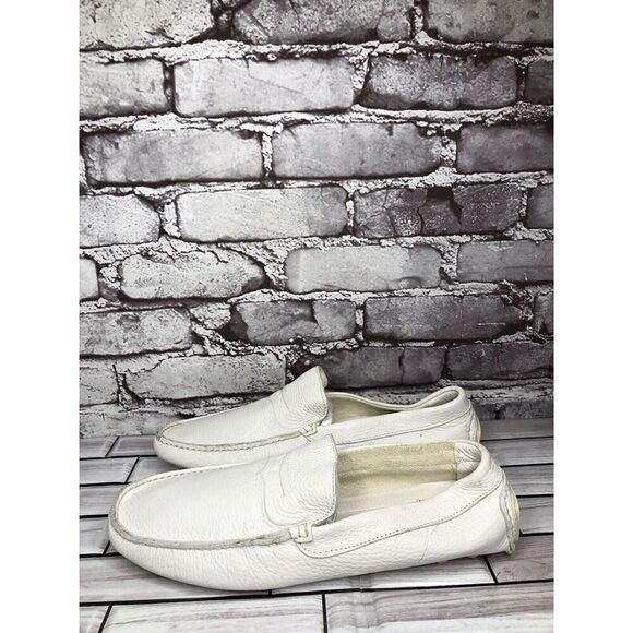 Baldinini White Leather Casual Penny Loafers Driving Shoes Men’s Sz 42EU/9M US main image 9